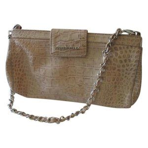 *Judith Ripka Taupe Croc Embossed Leather Clutch